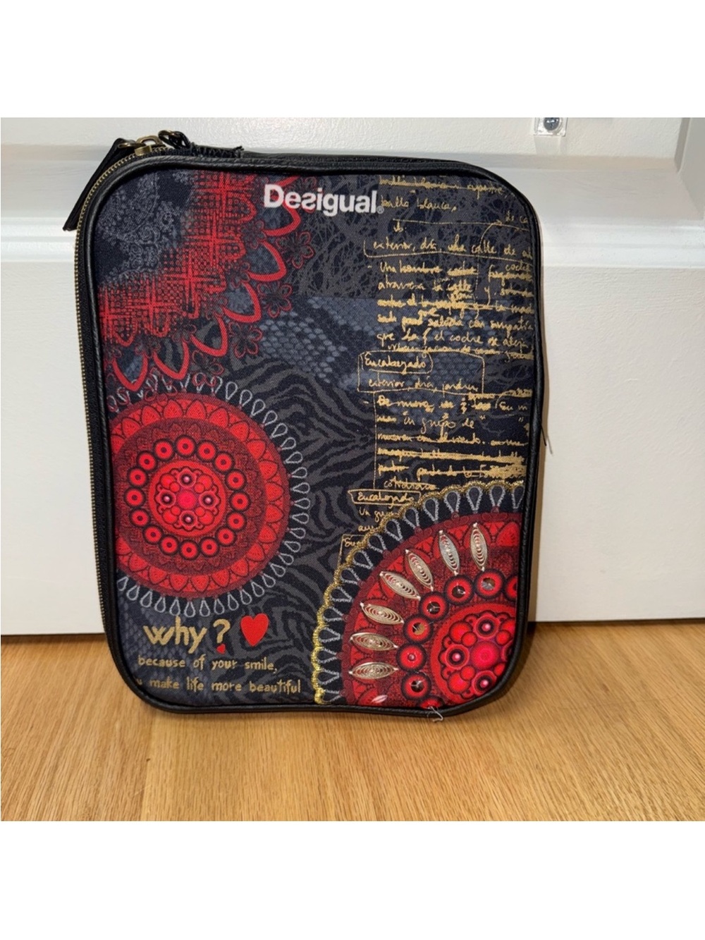 Desigual Red, Black & Gold Patterned Tablet Sleeve